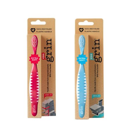 Grin Recycled Kids Toothbrush Pink and Blue