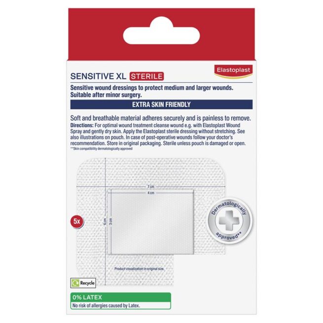 Elastoplast Sensitive Dressing XL 6x7cm 5 Dressings