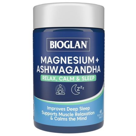 Bioglan Magnesium Plus Ashwagandha Relax Calm and Sleep 60 Tablets