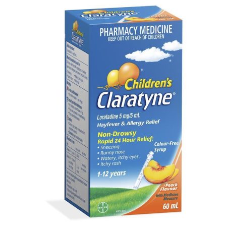 Children's Claratyne Allergy and Hayfever Relief Syrup for Kids Peach Flavour 60mL