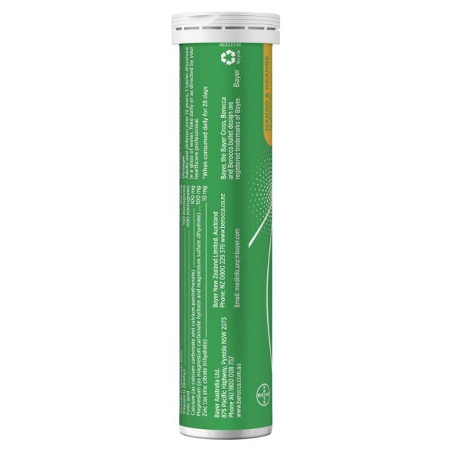 Berocca Energy Vitamin B and C Mango and Orange Flavour Effervescent Tablets 60 Pack Exclusive Size