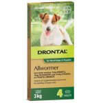Drontal for Small Dogs and Puppies 3kg Allwormer 4 Tablets