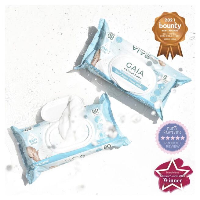 Gaia Natural Plant Based Water Wipes Pack of 80