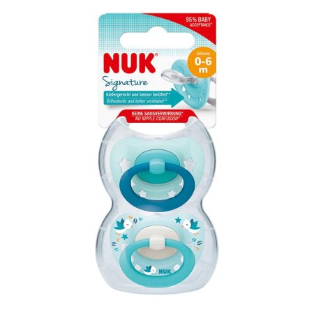 NUK Signature Soother Silicone 0-6 Months Pack of 2