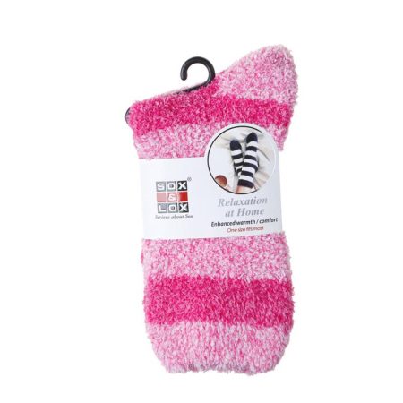 Adults Bed Socks Stripe Pink
