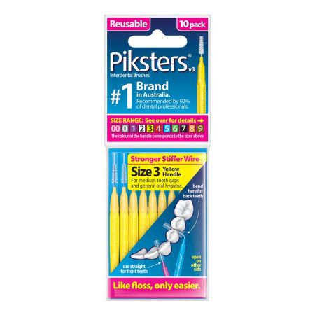 Piksters Interdental Brushes Size 3 Yellow Pack of 10