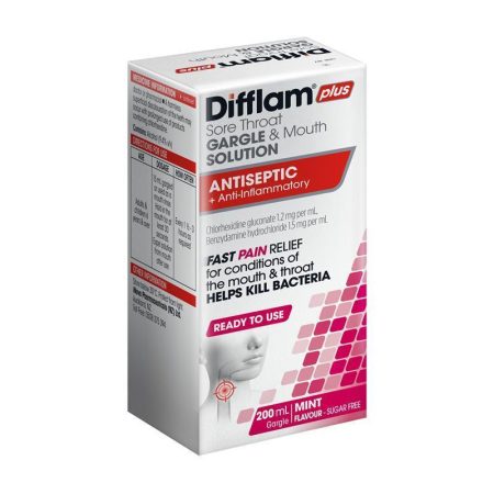 Difflam Plus Sore Throat and Mouth Solution Mint 200mL