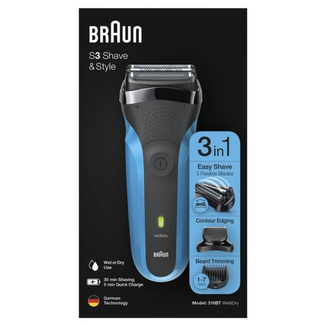 Braun Series 3 Electric Shaver and Precision Beard Trimmer for Men 310BT
