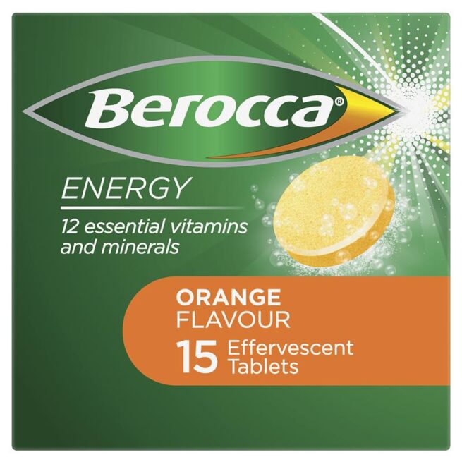 Berocca Energy Vitamin B and C Orange Flavour Effervescent Tablets Pack of 15