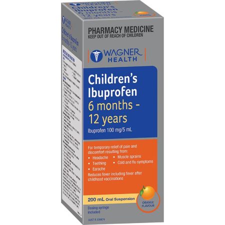 Wagner Health Childrens Ibuprofen 6 Months - 12 Years 100mg/5mL Oral Suspension 200mL