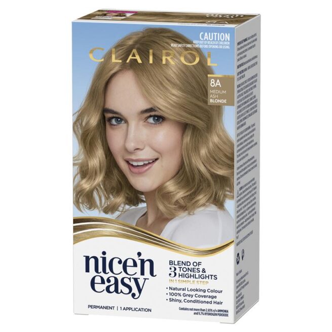 Clairol Nice N Easy 8A Natural Medium Ash Blonde Permanent Hair Colour