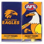 AFL Mascot Pocket Tissues West Coast Pack of 4