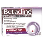 Betadine Sore Throat Lozenges Anaesthetic Berry Flavour Pack of 16