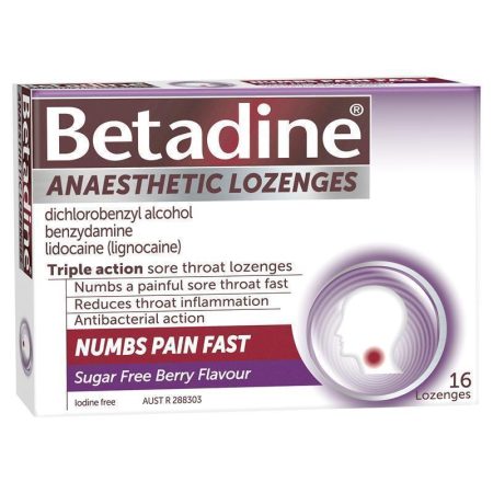 Betadine Sore Throat Lozenges Anaesthetic Berry Flavour Pack of 16