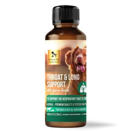 Natural Pet Supplements Throat and Lung Support Bacon Flavour Liquid 100mL