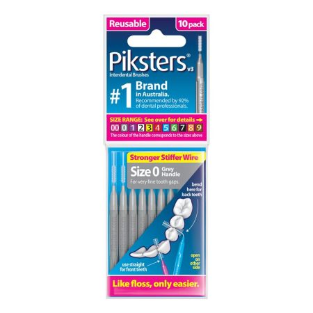 Piksters Interdental Brushes Size 0 Grey Pack of 10
