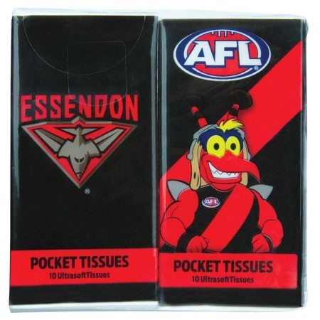 AFL Mascot Pocket Tissues Essendon Pack of 4