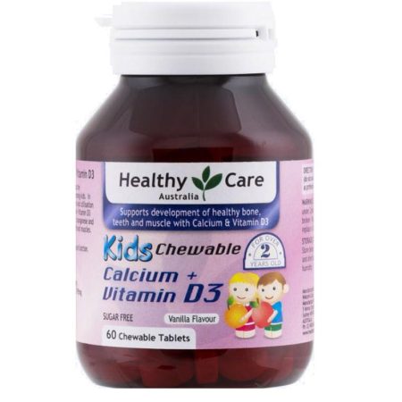 Healthy Care Kids Calcium plus Vitamin D3 60 Chewable Tablets