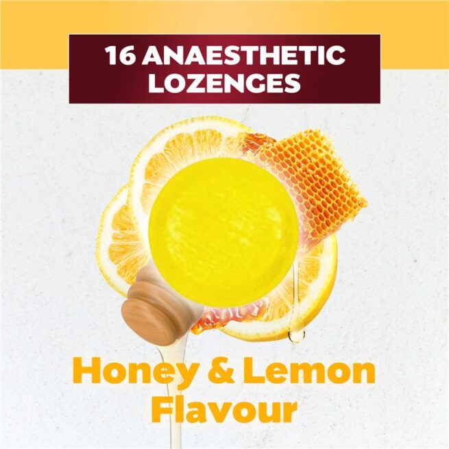 Betadine Sore Throat Lozenges Anaesthetic Honey and Lemon Flavour Pack of 16
