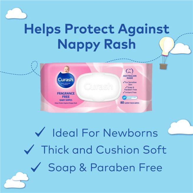 Curash Babycare Fragrance Free Wipes 3 x 80