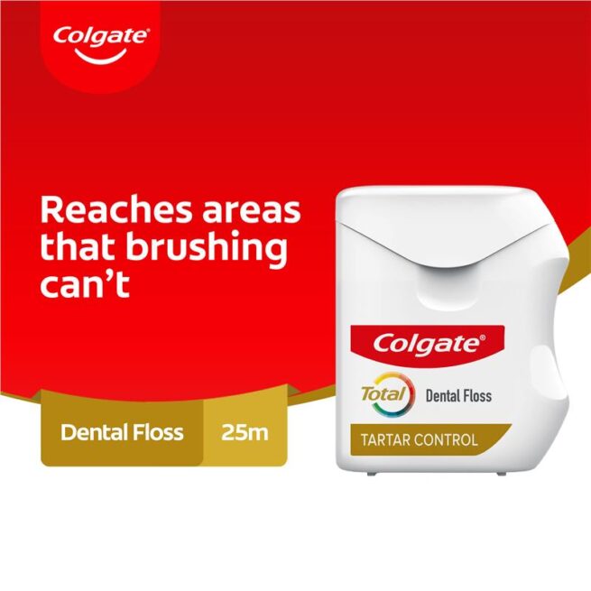 Colgate Total Tartar Control Durable Oral Care Dental Floss 25m